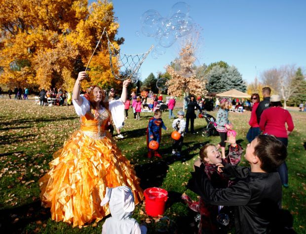 Katelyn Anton blows bubbles for kids